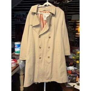 MISTY HARBOR Men's  Tan Double Breasted Trench  Coat w/ Removable  Lining sz 44R